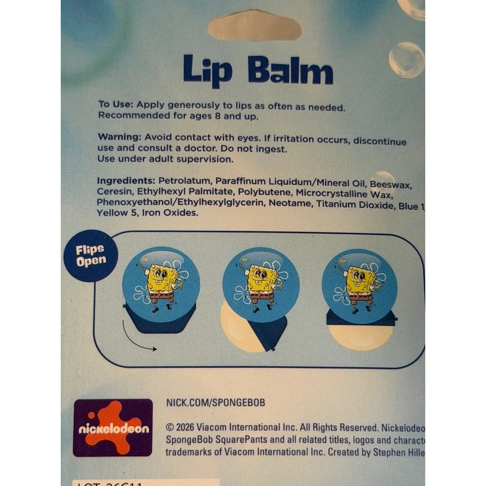 Nickelodeon SpongeBob SquarePants & Patrick Star Lip Balm Set 2pk 0.26oz NEW